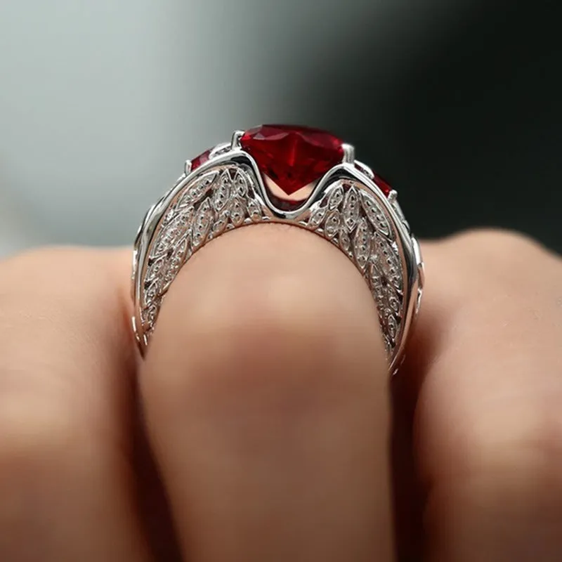 Princess Heart-shaped Ruby Engagement Ring