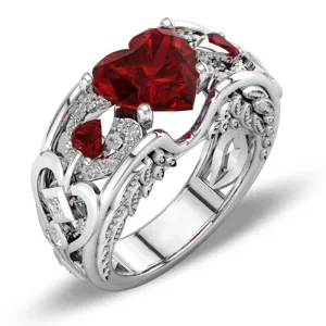 Princess Heart-shaped Ruby Engagement Ring