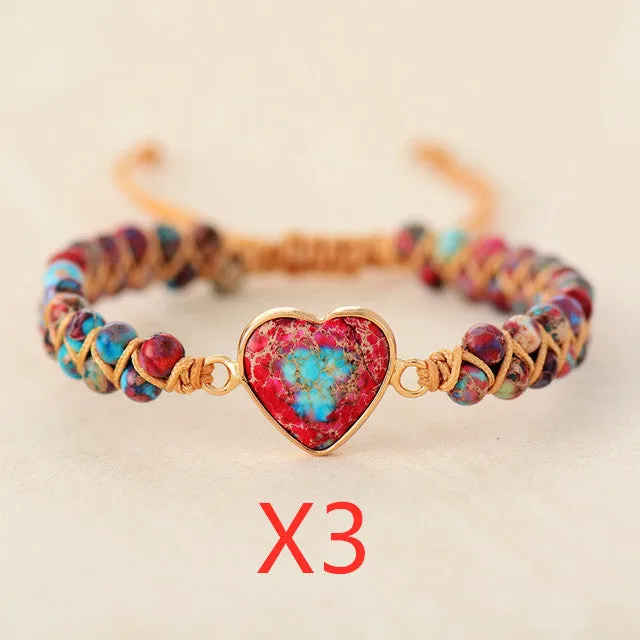 Red Emperor Stone Bracelet Peach Heart Love Bracelet Braided Bracelet