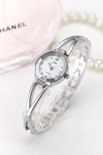 Rhinestone Watches Luxury Brand Stainless Steel Bracelet Quartz Dress Watches reloj mujer Clock