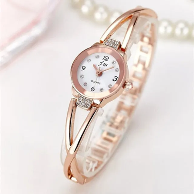 Rhinestone Watches Luxury Brand Stainless Steel Bracelet Quartz Dress Watches reloj mujer Clock