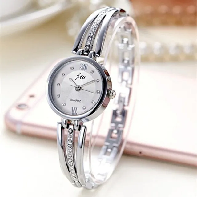 Rhinestone Watches Luxury Brand Stainless Steel Bracelet Quartz Dress Watches reloj mujer Clock