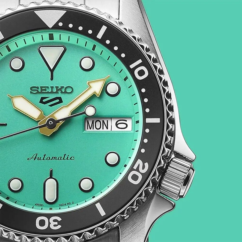 Seiko 5 Sports SRPK33 10 ATM Water Resistant 38.0mm Vibrant Green Dial Automatic Men's Watch