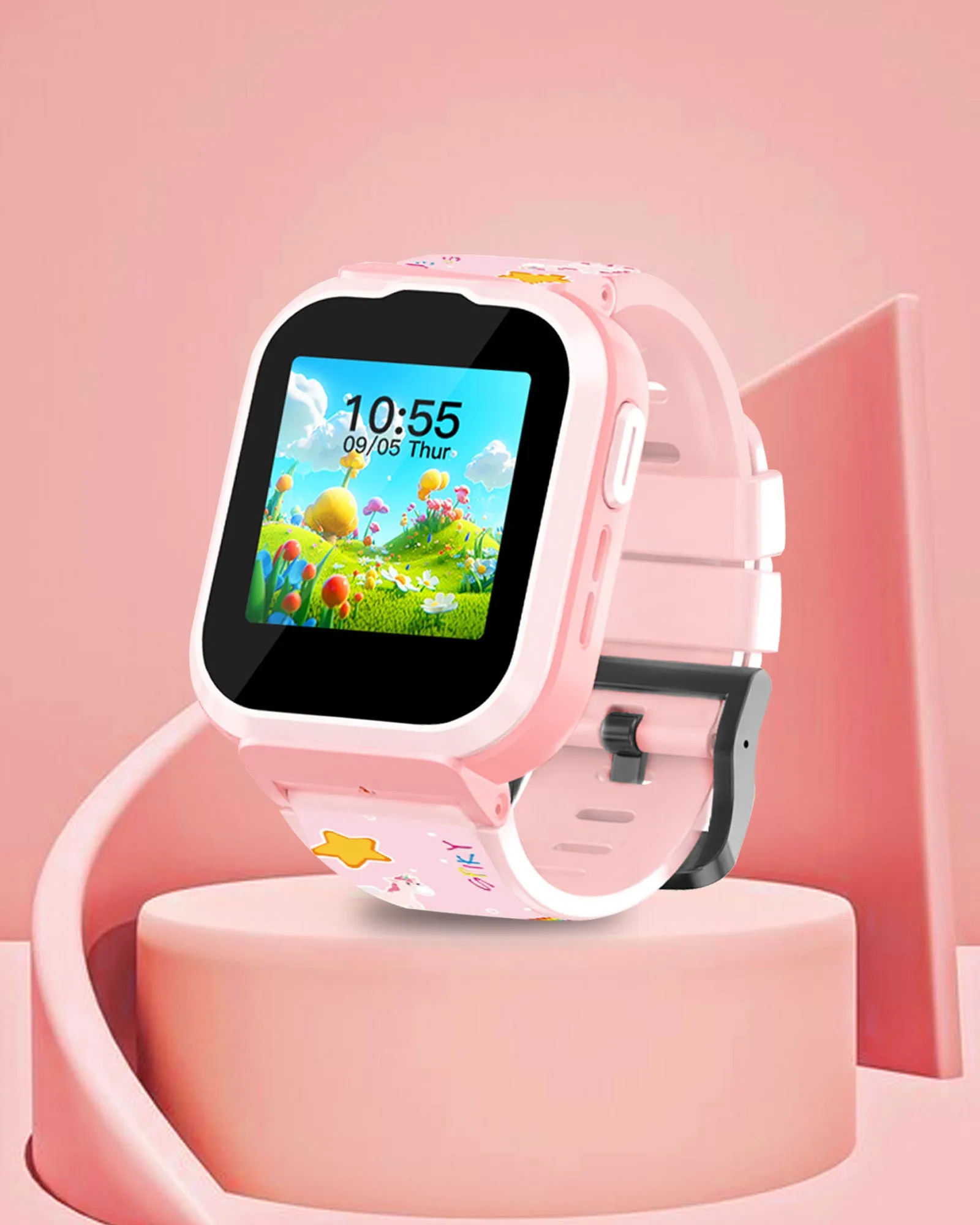 Spiky Cyclops 4g Video & Voice Calling Dewatering Waterproof Kids Smartwatch - Pink