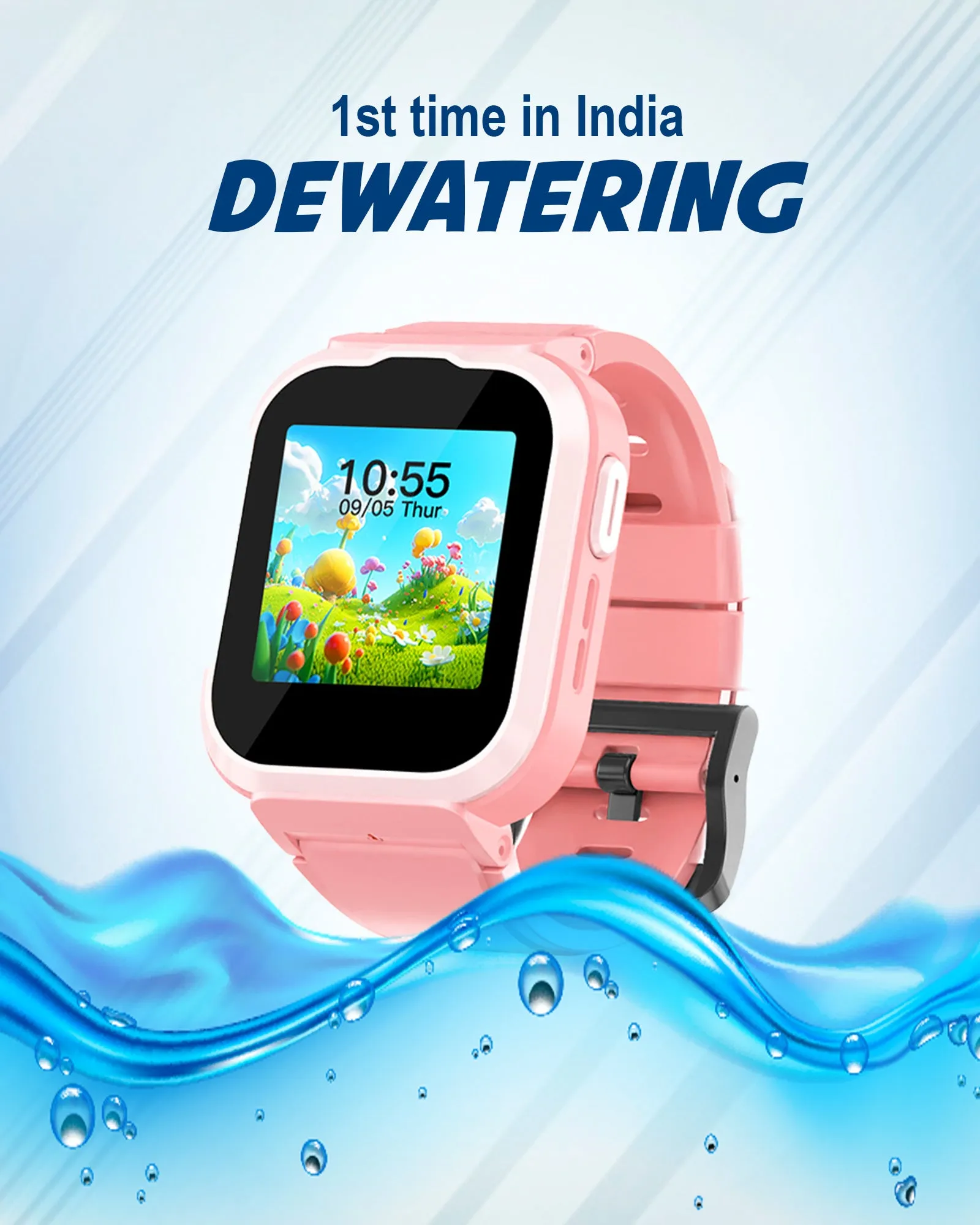 Spiky Cyclops 4g Video & Voice Calling Dewatering Waterproof Kids Smartwatch - Pink