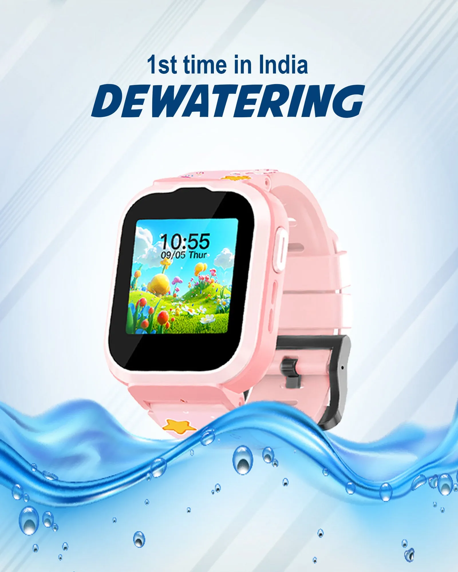 Spiky Cyclops 4g Video & Voice Calling Dewatering Waterproof Kids Smartwatch - Pink