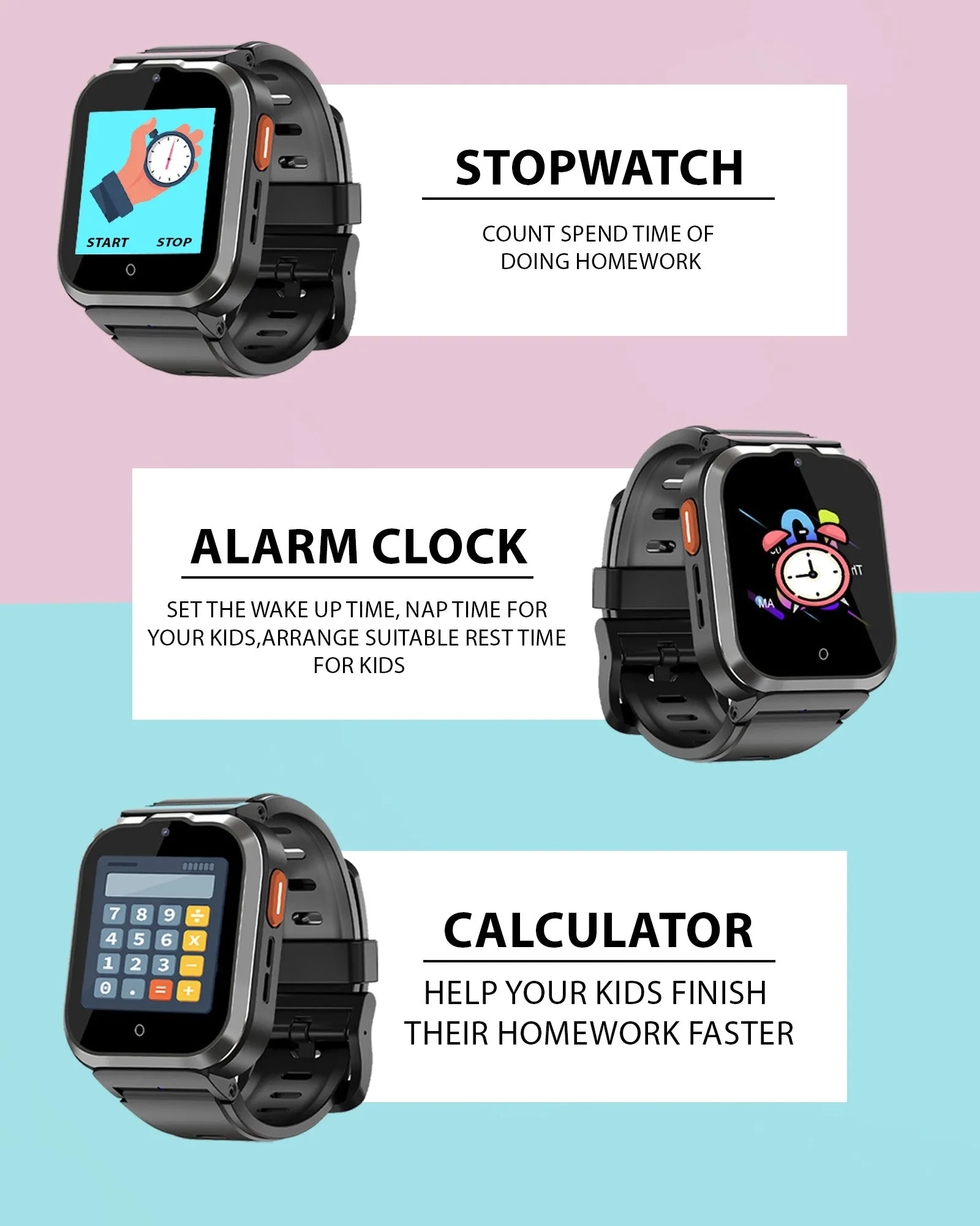 Spiky Cyclops 4g Video & Voice Calling Dewatering Waterproof Kids Smartwatch - Pink