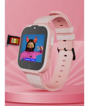 Spiky Cyclops 4g Video & Voice Calling Dewatering Waterproof Kids Smartwatch - Pink