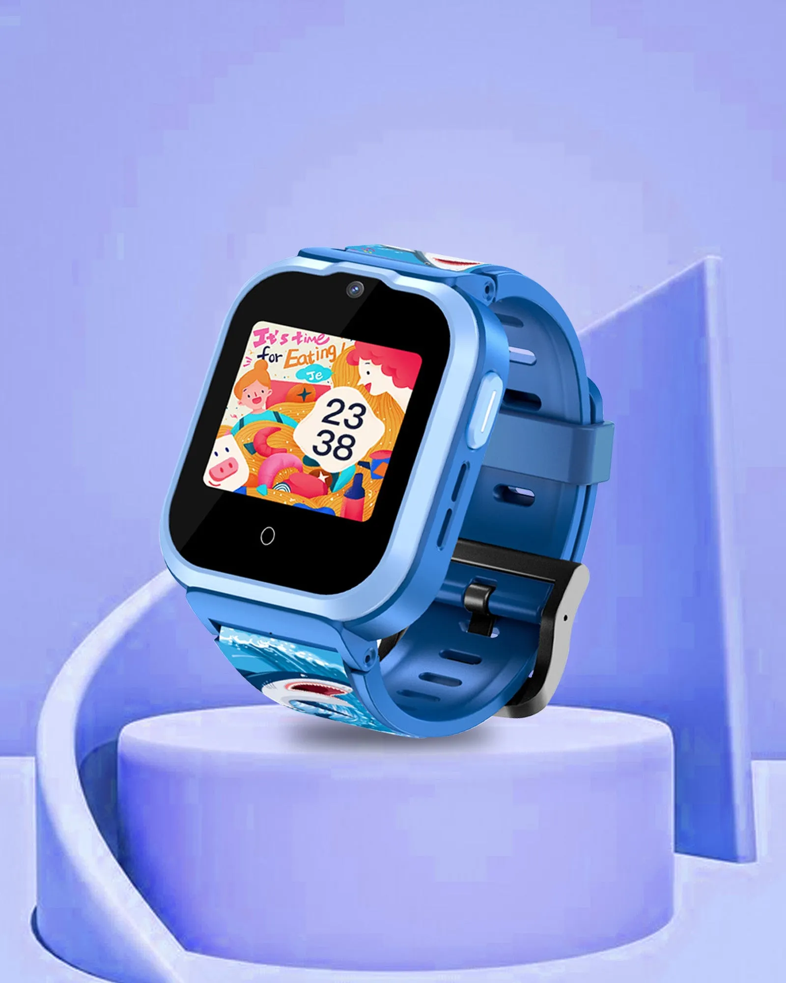 Spiky Cyclops 4g Video & Voice Calling Dewatering Waterproof Kids Smartwatch Printed strap - Black