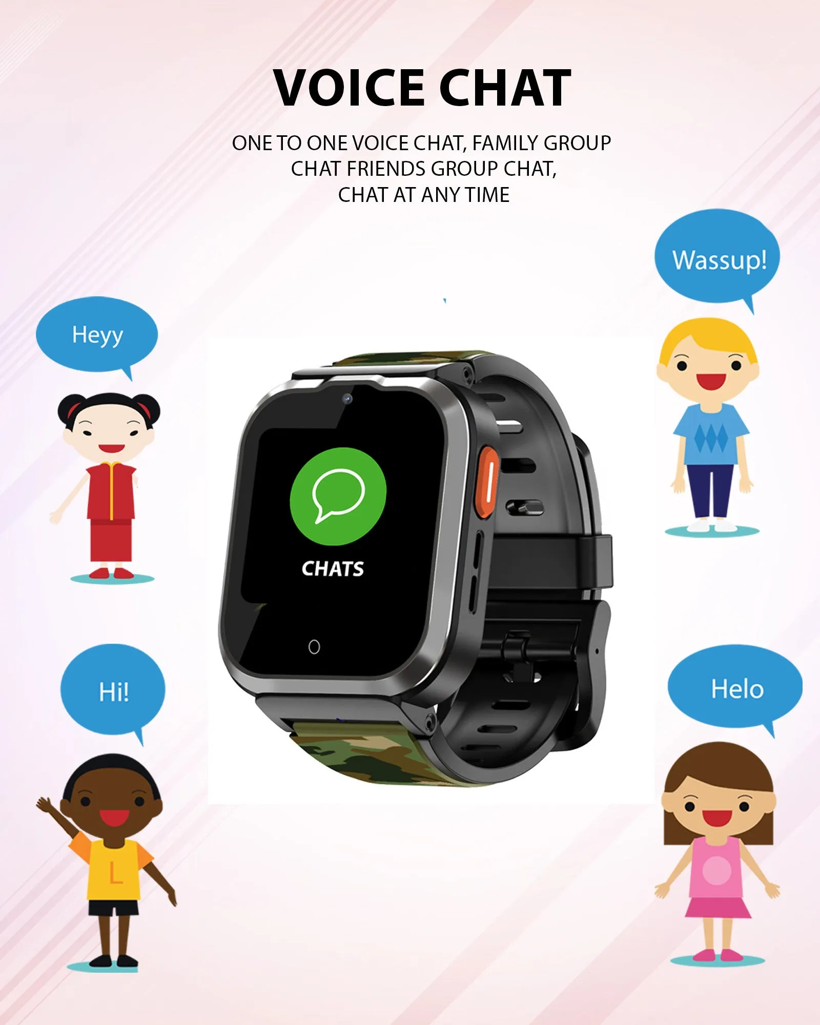 Spiky Cyclops 4g Video & Voice Calling Dewatering Waterproof Kids Smartwatch Printed strap - Black