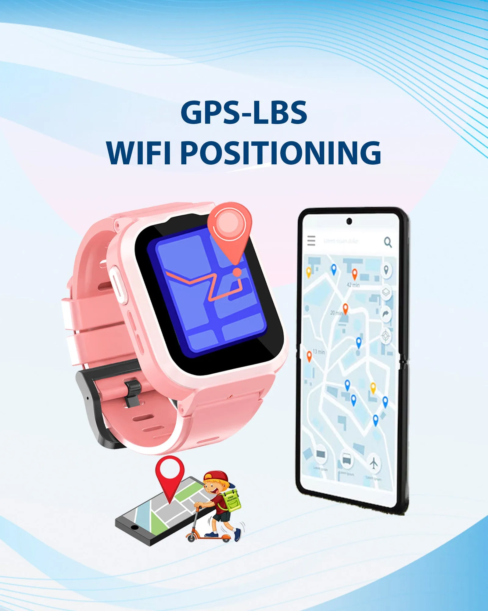 Spiky Cyclops 4g Video & Voice Calling Dewatering Waterproof Kids Smartwatch Printed strap - Pink