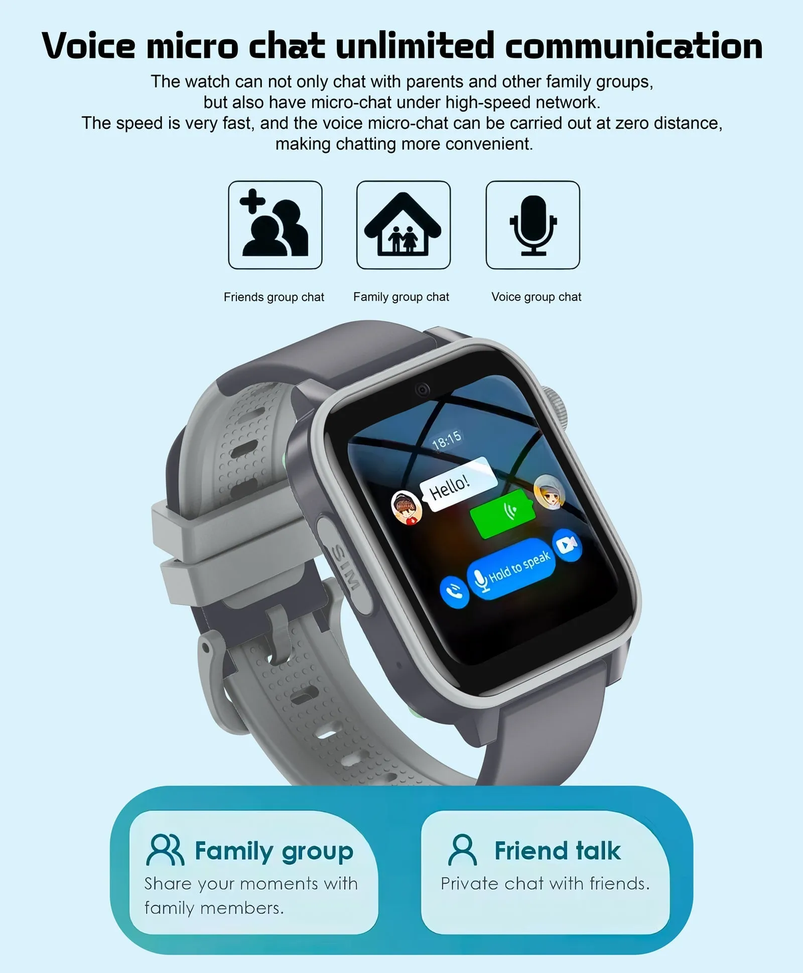 Spiky GNOME 4g Video & Voice Calling Smartwatch with - Blue