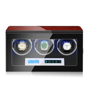 Tachymeters 3 Watch Programmable Watch Winder - Dark Cherry Finish