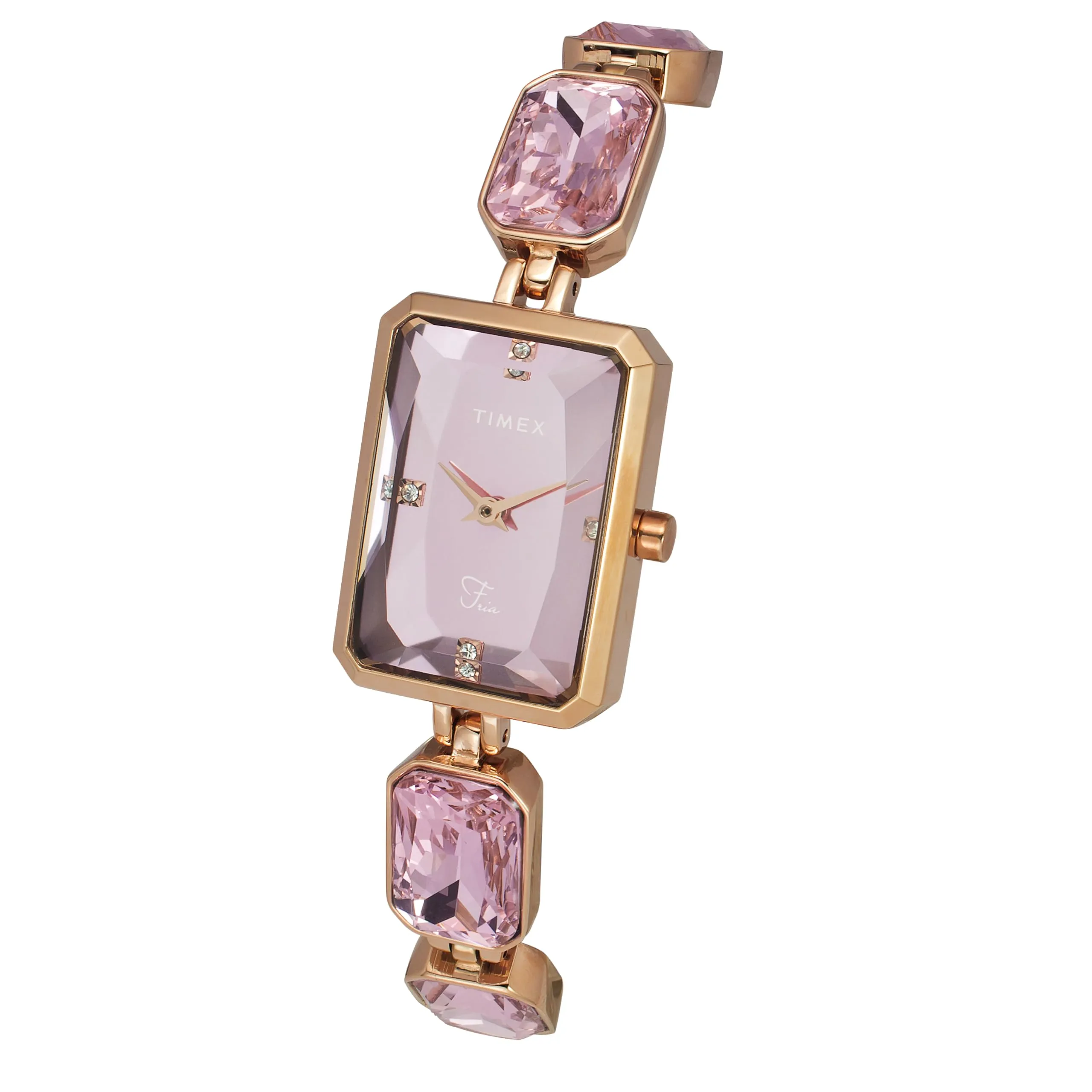 TIMEX Women Brass Pink Rectangular Analog Dial Watch- Twel16906, Band Color-Rose Gold