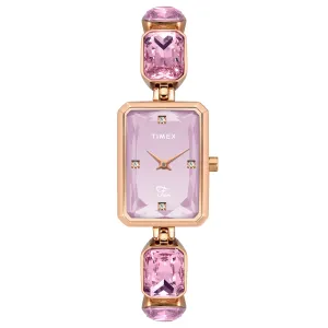 TIMEX Women Brass Pink Rectangular Analog Dial Watch- Twel16906, Band Color-Rose Gold