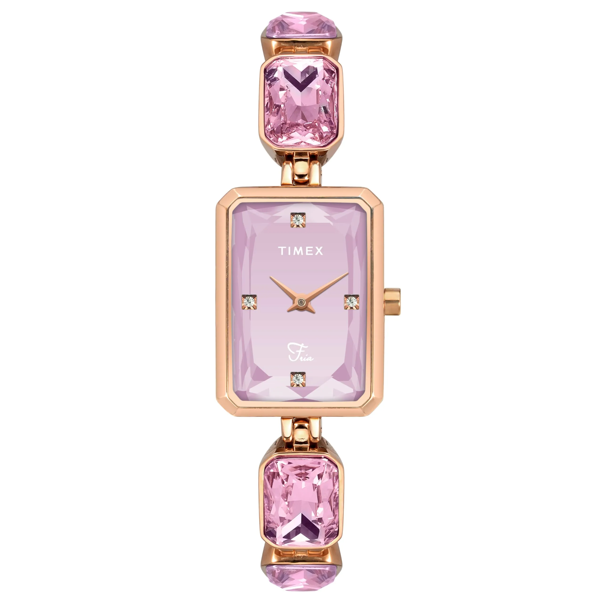 TIMEX Women Brass Pink Rectangular Analog Dial Watch- Twel16906, Band Color-Rose Gold