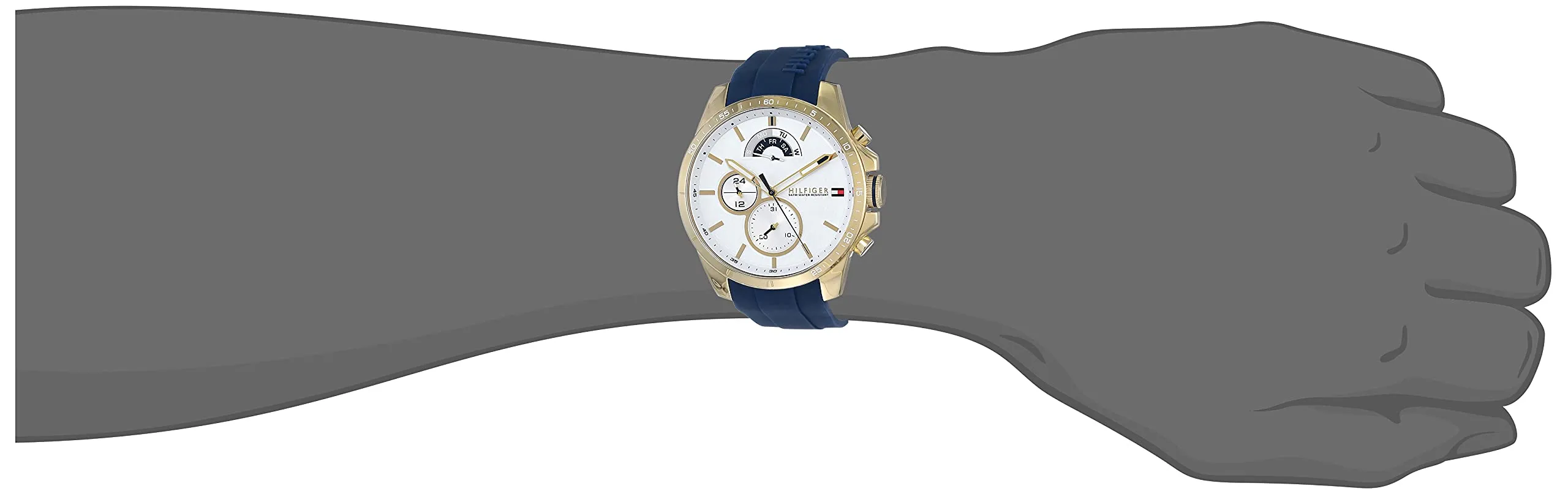 Tommy Hilfiger Quartz Multifunction White Dial Silicone Strap Watch for Men-NETH1791353