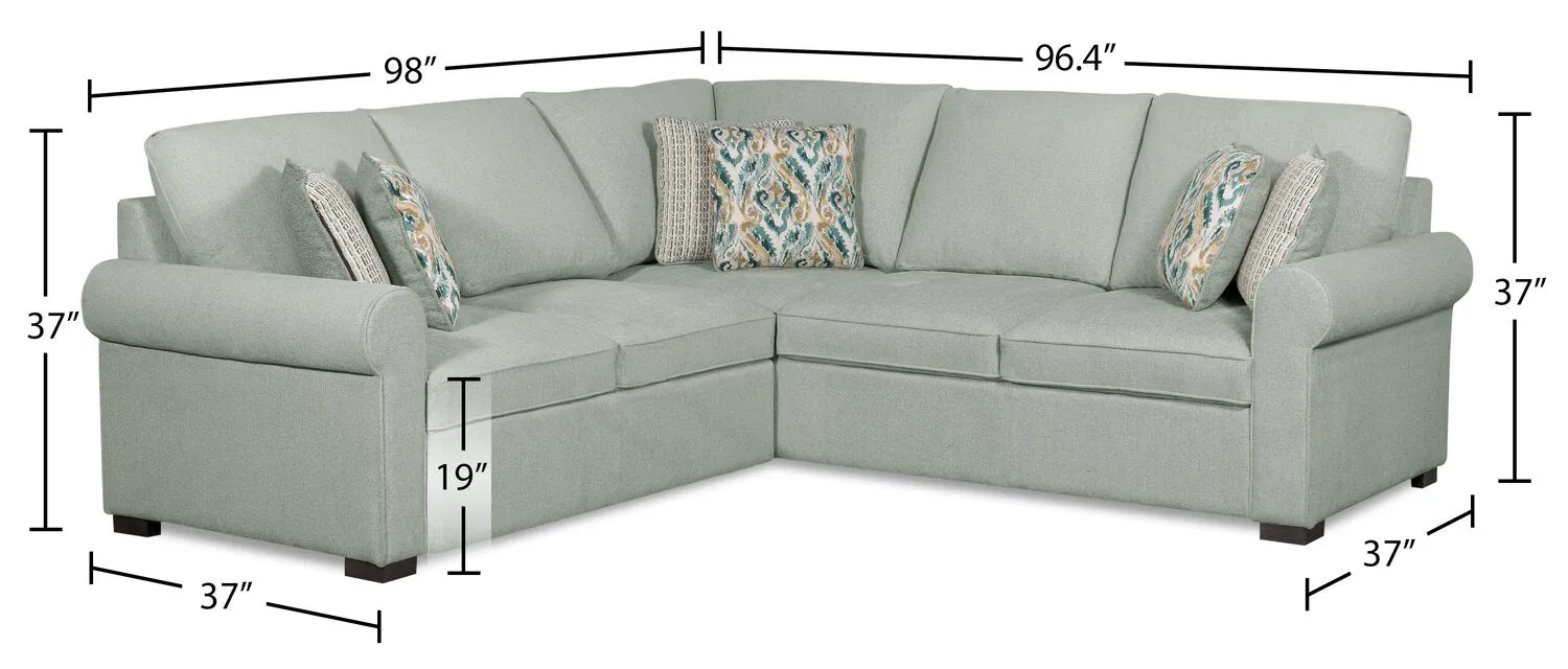 Valley 2-Piece Left-Facing Chenille Sectional - Seafoam