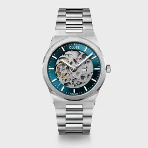 Vigoureux Steel Automatic Watch, Blue, Silver Colour